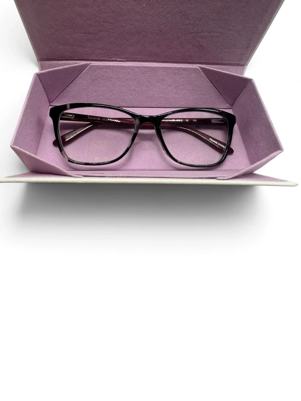 Jill Stuart JS 416-2 Women’s Eyeglasses 53-16-135 Gray Tortoise Burgundy w Case